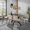 Esszimmerstuhl 4er-Set Ribcaro, Cord-Bezug, modern, Sand, schwarze Metallbeine, bequem gepolstert Bild 2