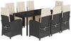 vidaXL 9-tlg. Garten-Essgruppe mit Kissen Schwarz Poly Rattan 3212455 Bild 2