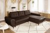 Ecksofa mit Schlaffunktion Bettkasten in Leder-Optik Mikrofaser Vintage Braun Bild 3