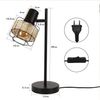 ZMH Tischlampe Vintage Landhaus Tischleuchte - Rattan Nachttischlampe Retro Schwarz Rustikal aus Bambus Metall mit Schalter E27 Boho in Natur Schwenkbar 120° für Wohnzimmer Schlafzimmer Bild 4