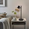 ZMH Tischlampe Vintage Landhaus Tischleuchte - Rattan Nachttischlampe Retro Schwarz Rustikal aus Bambus Metall mit Schalter E27 Boho in Natur Schwenkbar 120° für Wohnzimmer Schlafzimmer Bild 3