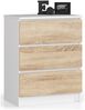 Home Collective Kommode 60 cm breit Holz Highboard Sideboard für Flur Schlafzimmer Wohnzimmer (Kommode Schlafzimmer Kommode mit Schubladen Holz Schrank), Kinderzimmer Organizer, 77 cm hoch mit 3 Schubladen weiß-sonoma Bild 5