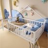 Flieks Kinderbett, Bodenbett Holzbett Hausbett 90x190cm mit Geländer Bild 1