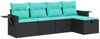 vidaXL 5-tlg. Garten-Sofagarnitur mit Kissen Schwarz Poly Rattan 3325463 Bild 2