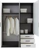 FORTE Jupiter Kleiderschrank 3-türig, 3 Schubkästen, Holz, Schwarz-Weiß, 144. 6 x 60 x 200 cm Bild 4