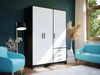 FORTE Jupiter Kleiderschrank 3-türig, 3 Schubkästen, Holz, Schwarz-Weiß, 144. 6 x 60 x 200 cm Bild 3