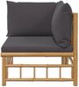 vidaXL Garten-Ecksofa mit Dunkelgrauen Kissen Bambus 362308 Bild 4