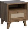 Forte GLENKEEN Nachtkommode 45, Nachttisch im Boho-Stil mit Rattangeflecht, 1 Schublade, Holzwerkstoff, Valencia Eiche Holzdekor|Naturrattan, 44,8 cm breit x 48 cm hoch x 42 cm tief Bild 3
