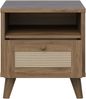 Forte GLENKEEN Nachtkommode 45, Nachttisch im Boho-Stil mit Rattangeflecht, 1 Schublade, Holzwerkstoff, Valencia Eiche Holzdekor|Naturrattan, 44,8 cm breit x 48 cm hoch x 42 cm tief Bild 4