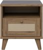 Forte GLENKEEN Nachtkommode 45, Nachttisch im Boho-Stil mit Rattangeflecht, 1 Schublade, Holzwerkstoff, Valencia Eiche Holzdekor|Naturrattan, 44,8 cm breit x 48 cm hoch x 42 cm tief Bild 2