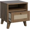 Forte GLENKEEN Nachtkommode 45, Nachttisch im Boho-Stil mit Rattangeflecht, 1 Schublade, Holzwerkstoff, Valencia Eiche Holzdekor|Naturrattan, 44,8 cm breit x 48 cm hoch x 42 cm tief Bild 5