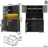 MODFU Hochschrank Küchenschränke mit LED-Beleuchtung (praktischer Stauraum mit verstellbaren Regalen, elegantes Weiß/schwarz mit X-Design, 1-St, 115 × 40 × 174,7 cm) mit Schiebetüren Bild 4
