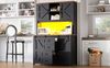 MODFU Hochschrank Küchenschränke mit LED-Beleuchtung (praktischer Stauraum mit verstellbaren Regalen, elegantes Weiß/schwarz mit X-Design, 1-St, 115 × 40 × 174,7 cm) mit Schiebetüren Bild 3