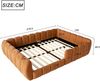 Merax Kinderbett, 140 x 200 cm Jugendbett, Doppelbett, Gepolstertes Kinder-Bodenbett, Samtbezug, komplett geschlossenes Design, abgerundete Ecken, Orange(Ohne Matratze) Bild 4