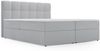 GRAINGOLD Maison Boxspringbett 200x200, Boxspringbett mit zwei Bettkästen, Kopfteil, Velour-Stoff, Grau Bild 2