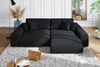 Ecksofa Schlaffunktion ausziehbar Bettkasten Polsterecke L-Couch in Cord Schwarz Bild 2