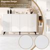 BlingBin Sideboard Highboard mit Verstellbaren Einlegeböden, 4 Türen, 160*35*100 cm (1er Set, 1 St, Gewichtskapazität: 10-50 KG), Multifunktionales Sideboard, Kommode, Metallbeine, Weiß Bild 4