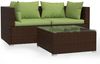 vidaXL 3-tlg. Garten-Lounge-Set mit Kissen Braun Poly Rattan 317554 Bild 2
