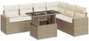 vidaXL 7-tlg. Garten-Sofagarnitur mit Kissen Beige Poly Rattan 3326329 Bild 2