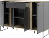 Sideboard >Kandoo< in Anthrazit / Evoke Oak Dekor - 135x89x38 (BxHxT) Bild 3