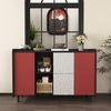 Sideboard Buffetschrank schwarz mit roten Türen 2 Schubladen 120x40x80 cm Bild 2