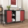 Sideboard Buffetschrank schwarz mit roten Türen 2 Schubladen 120x40x80 cm Bild 4