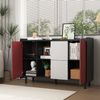 Sideboard Buffetschrank schwarz mit roten Türen 2 Schubladen 120x40x80 cm Bild 3