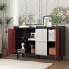 Sideboard Buffetschrank schwarz mit roten Türen 2 Schubladen 120x40x80 cm Bild 3