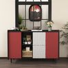 Sideboard Buffetschrank schwarz mit roten Türen 2 Schubladen 120x40x80 cm Bild 2