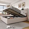 Polsterbett mit Bettkasten & USB-Anschluss, 180x200 cm, Beige, ohne Matratze Bild 2