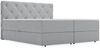 GRAINGOLD Napoli Doppelbett 160x200, Boxspringbett mit hohem Kopfteil und zwei Bettkästen, Velvet-Stoff, Hellgrau Bild 2