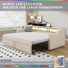 Schlafsofa aus Leinenstoff, ausziehbar mit USB-Anschluss & LED, 90/180x190 cm, Beige, ohne Matratze Bild 3