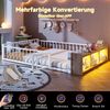Kinderbett mit LED-Streifen, Regal, Zaun, Lattenrost und Tür, 140x200 cm, Einzelbett mit Rausfallschutz, Metallbett Bild 4