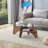 STILVORA Couchtisch Ovaler Kaffeetisch aus Sicherheitsglas mit integrierter Ablagefunktion (Kaffeetisch aus Sicherheitsglas, multifunktionales Design, Fächerförmiges Gestell. Tischbeine aus MDF mit schwarzer Holzoptik), für Esszimmer,Büro Bild 3