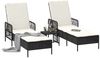 vidaXL Sonnenliege 3 pcs Schwarz und Cremeweiß 55 x 200 x 92 cm 365432 Bild 3