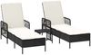 vidaXL Sonnenliege 3 pcs Schwarz und Cremeweiß 55 x 200 x 92 cm 365432 Bild 2