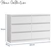 Home Collective Kommode mit 6 Schubladen 95, 120, 140, 160 cm breit Holz Schrank (Highboard Anrichte Schlafzimmer Wohnzimmer Flur Büro Organizer), Kommode 95 cm breit Kommode Sideboard, Weiß Bild 2