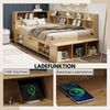 SeedWave Holzbett Tagesbett mit USB- / Kabelloser-Ladefunktion, Nachttisch, 90/140×200cm, Stauraumbett mit 1× Rollenschublade, Staufächern Bild 3