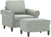 vidaXL Sessel mit Hocker Hellgrau 60 cm Samt 3201205 Bild 3