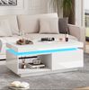 Couchtisch 100x50x40,3 cm mit LED-Beleuchtung und Schublade in Hochglanz-Weiß Bild 4