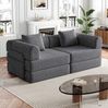 Schlafsofa 2-in-1 mit Stauraum in der Armlehne, 181,6 x 94 x 49,5 cm – Chenille in Grau Bild 2