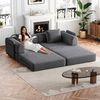 Schlafsofa 2-in-1 mit Stauraum in der Armlehne, 181,6 x 94 x 49,5 cm – Chenille in Grau Bild 3