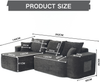 Ecksofa 262 x 144 x 65 cm in Schwarz aus Chenille, modular, ohne Montage, mit Boneless-Komfort Bild 5