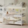 ANYSUN Etagenbett Schweres Dreifach-Rahmenbett,Kinderbett Metallbett (Dreierbett 90x200 cm mit eingebauter Leiter und durchgehendem Geländer), bodensicher für Kinder/Jugendliche/Erwachsene, Schlafzimmer/Schlafsaal Bild 2