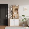 Flurgarderobe B 75 x T 33 x H 180 cm aus Spanplatte in Holzoptik Weiß mit Schrank und 6 Ablagen Bild 2