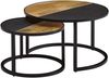Couchtisch 2er Set Mango Massivholz Steinoptik Rund Modern Metallgestell Bild 2