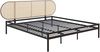 Metallbett Linköping mit ovalem Kopfteil 180x200 cm Schwarz/Rattanoptik [en. casa] Bild 2