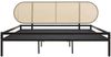 Metallbett Linköping mit ovalem Kopfteil 180x200 cm Schwarz/Rattanoptik [en. casa] Bild 5