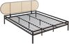 Metallbett Linköping mit ovalem Kopfteil 180x200 cm Schwarz/Rattanoptik [en. casa] Bild 4