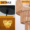 ZMH Hängelampe Esstisch Pendelleuchte Wohnzimmer: Rattan Boho Hängeleuchte Schlafzimmer Ø35cm Esstischlampe Hängend 1-flammig Esszimmerlampe E27 Pendellampe für Küche Flur Bar Resturant Bild 3